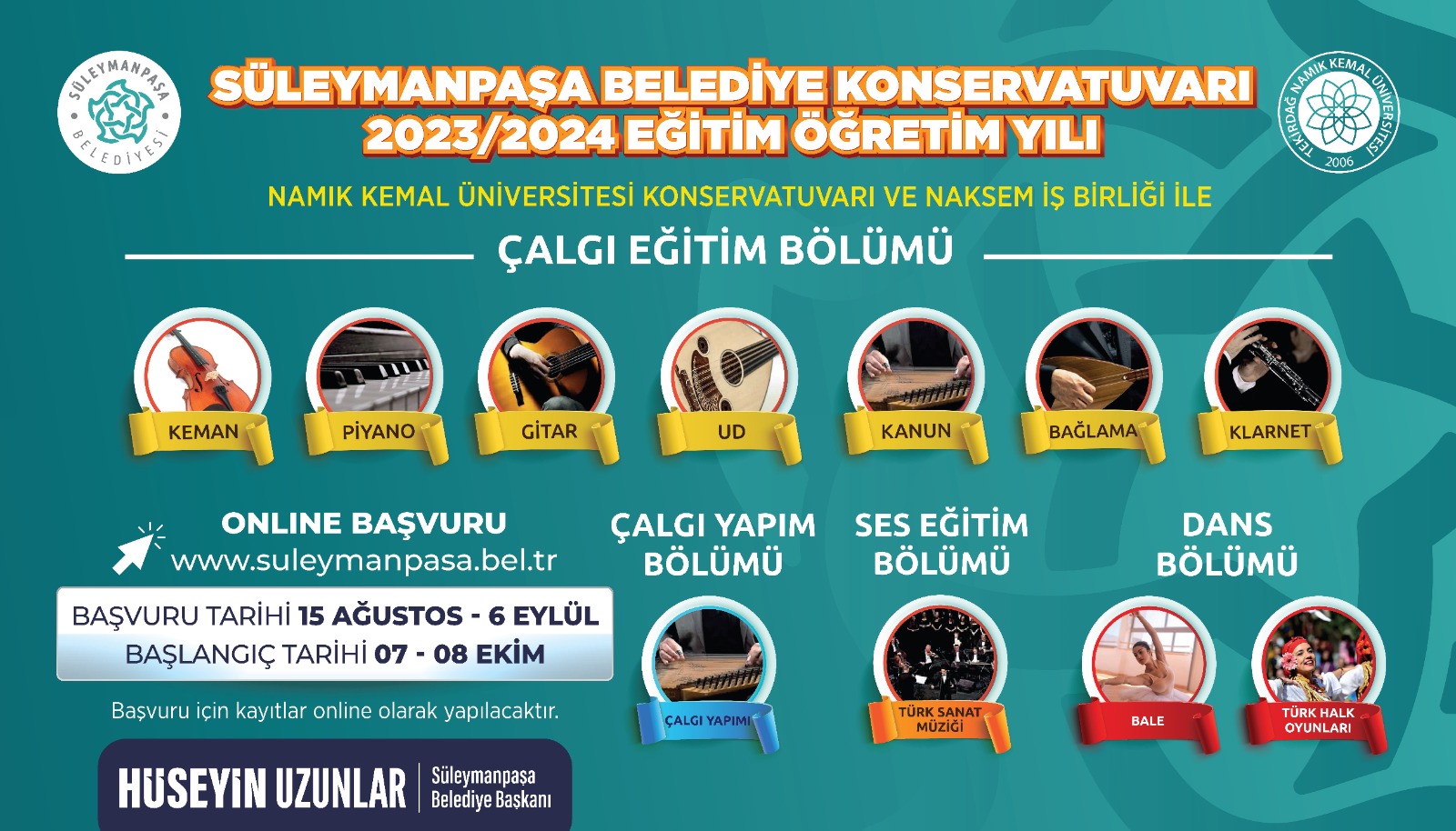 Süleymanpaşa Belediye Konservatuvarı Kayıtlarında Yarın Son Gün