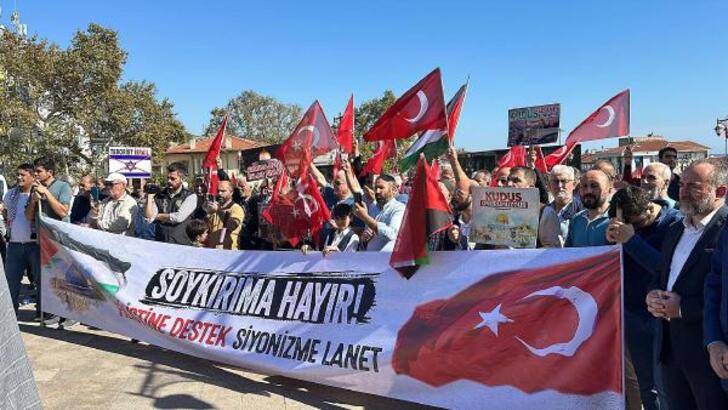 Tekirdağ'da İsrail protestosu