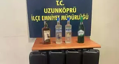 Edirne'de bir iş yerinde 64 litre etil alkol ele geçirildi