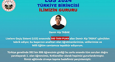 LGS 2024 Türkiye Birincisi Kırklareli'nden Çıktı! 