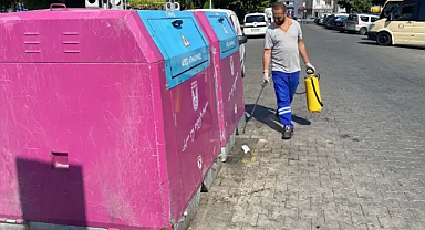 Lüleburgaz’da Çöp Konteynerleri Periyodik Olarak Dezenfekte Ediliyor