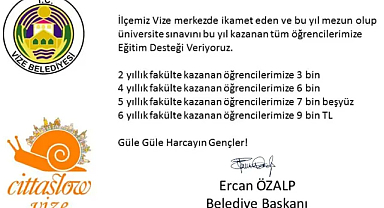 Vize Belediyesi'nden Üniversiteyi Kazanan Öğrencilere Tam Destek