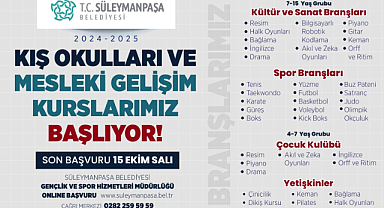 Süleymanpaşa Belediyesi Kış Okulları ve Mesleki Gelişim Kursları Başlıyor