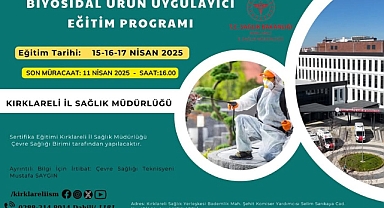 Kırklareli'nde Biyosidal Ürün Uygulayıcı Eğitimi Düzenleniyor