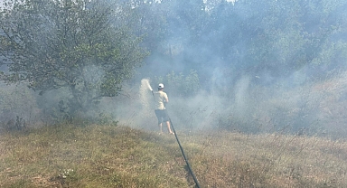 Kırıkköy'de Yangın Paniği: Ayvalı Yolu Üzerinde Alevler Yükseldi