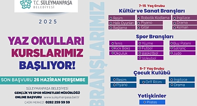 Süleymanpaşa Belediyesi Yaz Okulları Başlıyor