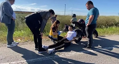 Tekirdağ'da otomobille çarpışan motosikletteki 2 kişi yaralandı