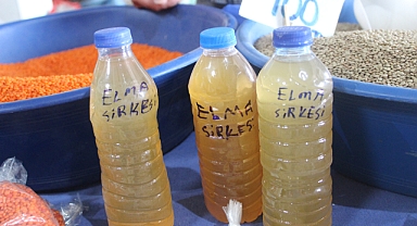 Kırklareli Kapalı Pazarında El Yapımı Elma Sirkesi Satışta