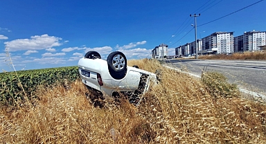 Tekirdağ’da kontrolden çıkan otomobil takla attı; 1 yaralı