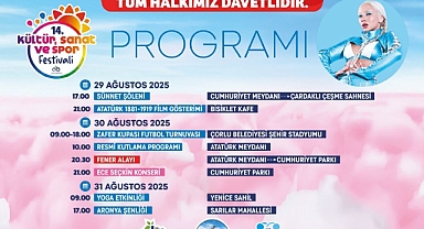 Çorlu'da 14. Kültür, Sanat ve Spor Festivali Başlıyor
