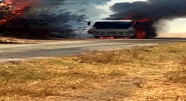 Edirne’de seyir halindeki akaryakıt tankeri yandı