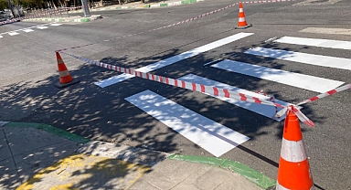 Kırklareli'nde Yaya Geçitleri Boyanıyor