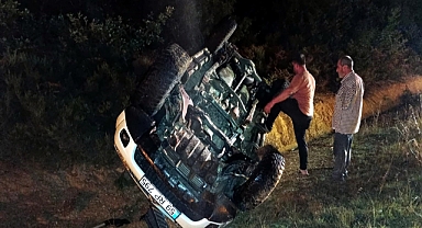 Tekirdağ'da takla atan kamyonette 2 kişi yaralandı