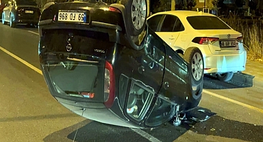 Takla atan otomobilden sürücü, yara almadan çıktı