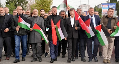 Çorlu`da Gazze Kararlılık Yürüyüşü Düzenlendi