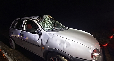 Yoldan çıkan otomobil takla attı: 2 yaralı