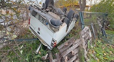 Ergene'de takla atan kamyonette karı-koca yaralandı