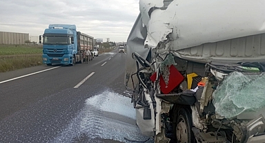 Kontrolden çıkan kamyonet, TIR’a çarptı