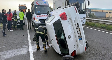 Tekirdağ’da kontrolden çıkan otomobil takla attı; 1 yaralı
