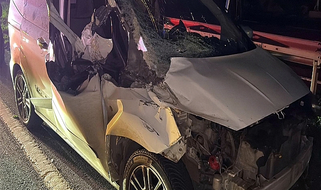 Kamyonetle çarpışan hafif ticari araç sürücüsü yaralandı