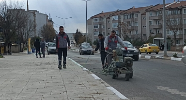 Kırklareli Belediyesi Yayla Un Fabrikası Çevresinde Kaldırım Taşlarını Yeşil-Beyaza Boyadı