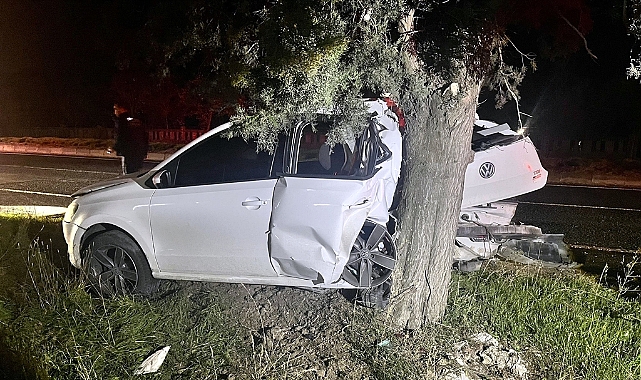 Tekirdağ’da kontrolden çıkan otomobil ağaca çarptı; 1 yaralı