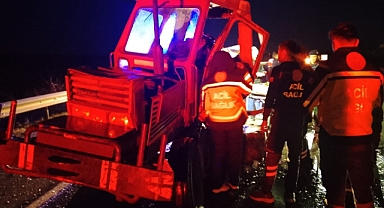 TIR’la çarpışan traktörün sürücüsü ağır yaralandı