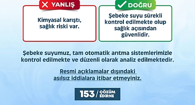 Edirne Belediyesi'nden Şebeke Suyu İddialarına Net Yanıt