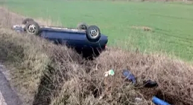 Tekirdağ’da takla atan otomobilde sürücü yaralandı