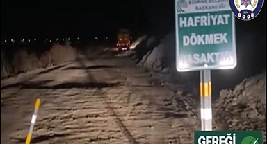 Yol kenarına hafriyat döken kamyon sürücüsüne 63 bin lira ceza; olay anı kamerada