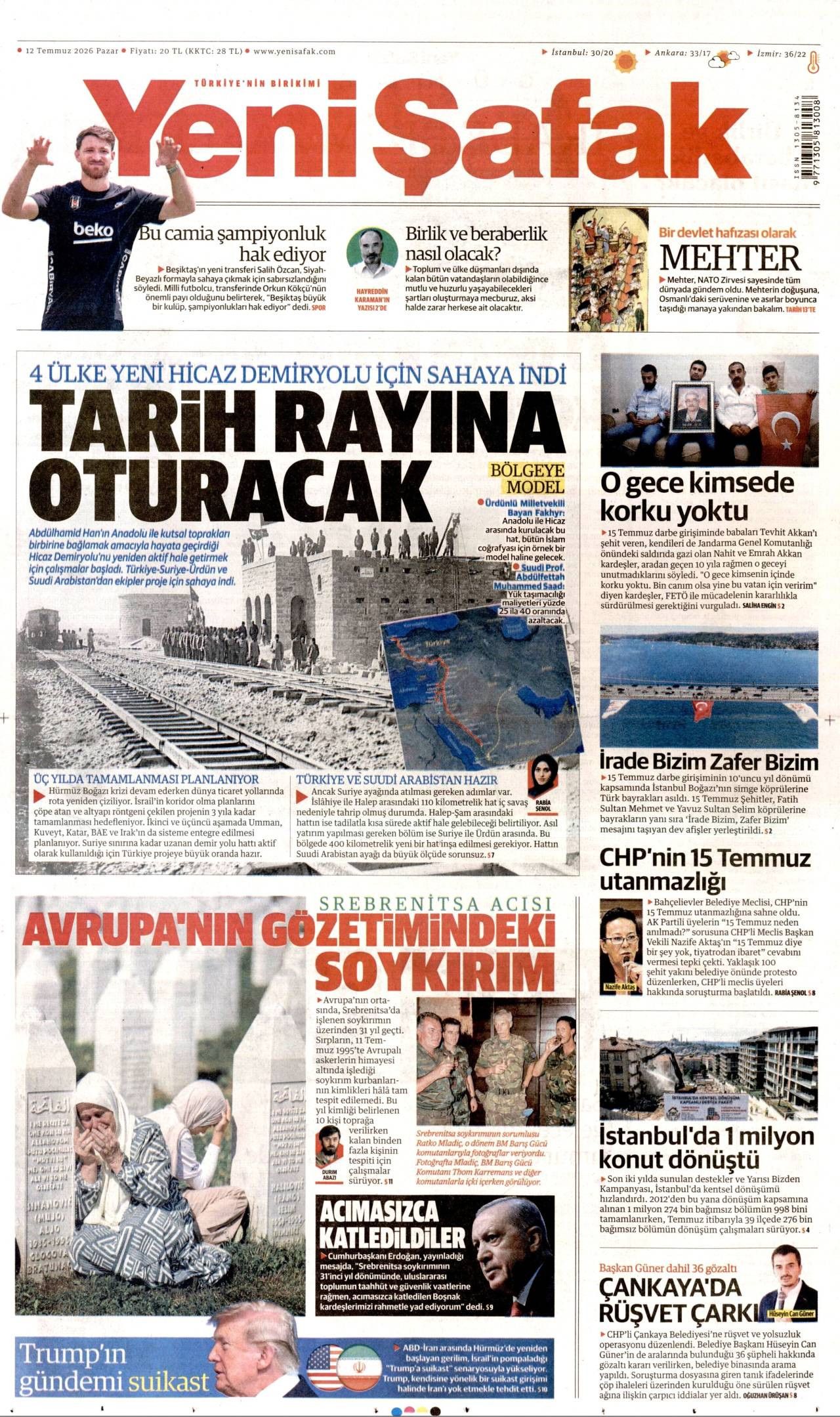 Yeni Şafak Gazetesi Gazete Manşeti